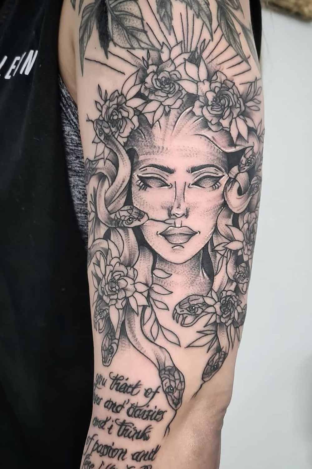 Medusa with Flower Tattoo Idea
