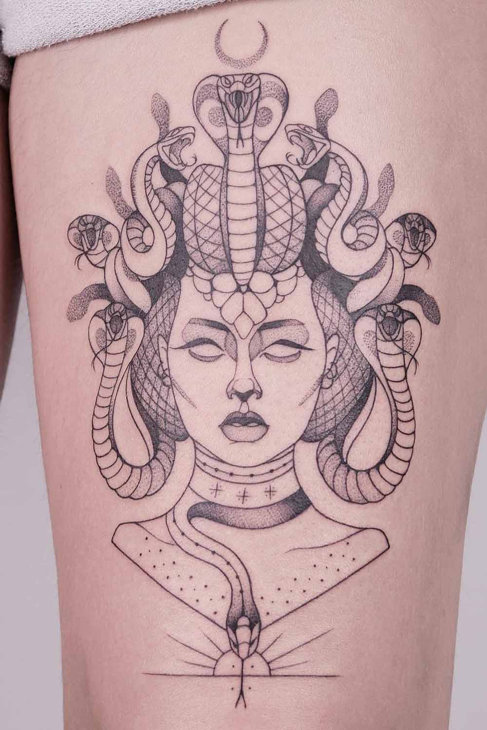 Medusa Tattoo Design for Thigh