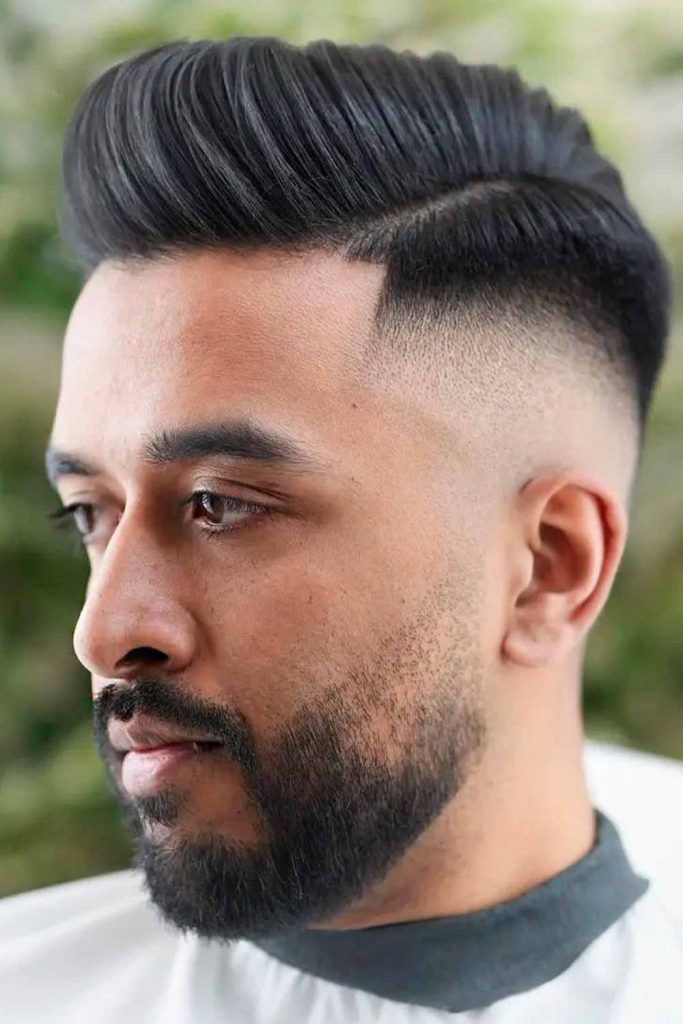 mens medium length hairstyles undercut fade brushed back top