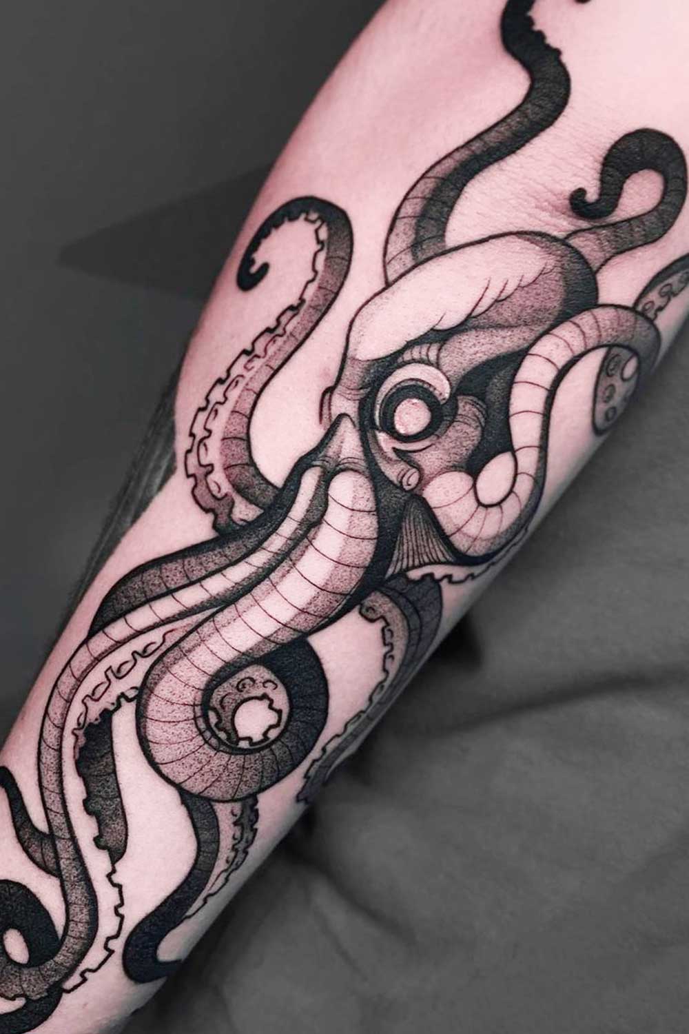 Black and White Tattoo with Octopus
