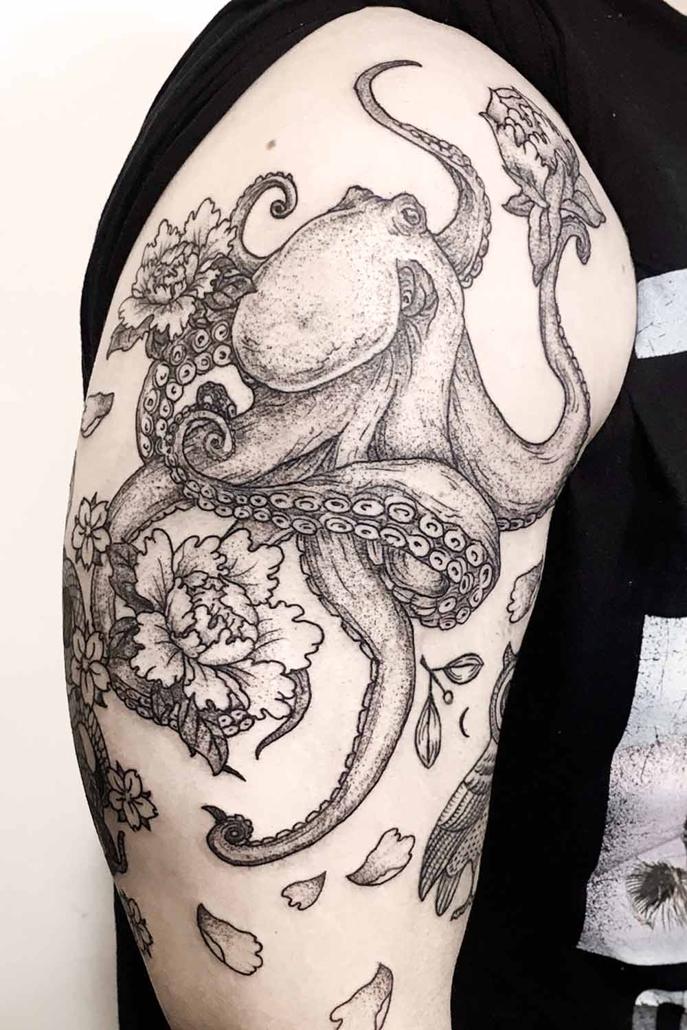 Octopus with Flowers Tattoo
