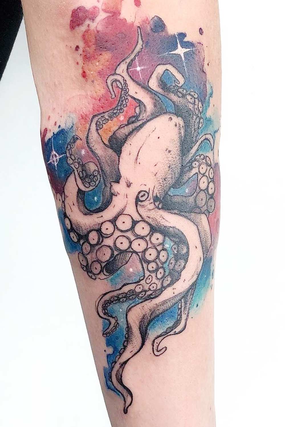 Galaxy Colored Octopus Tattoo Design