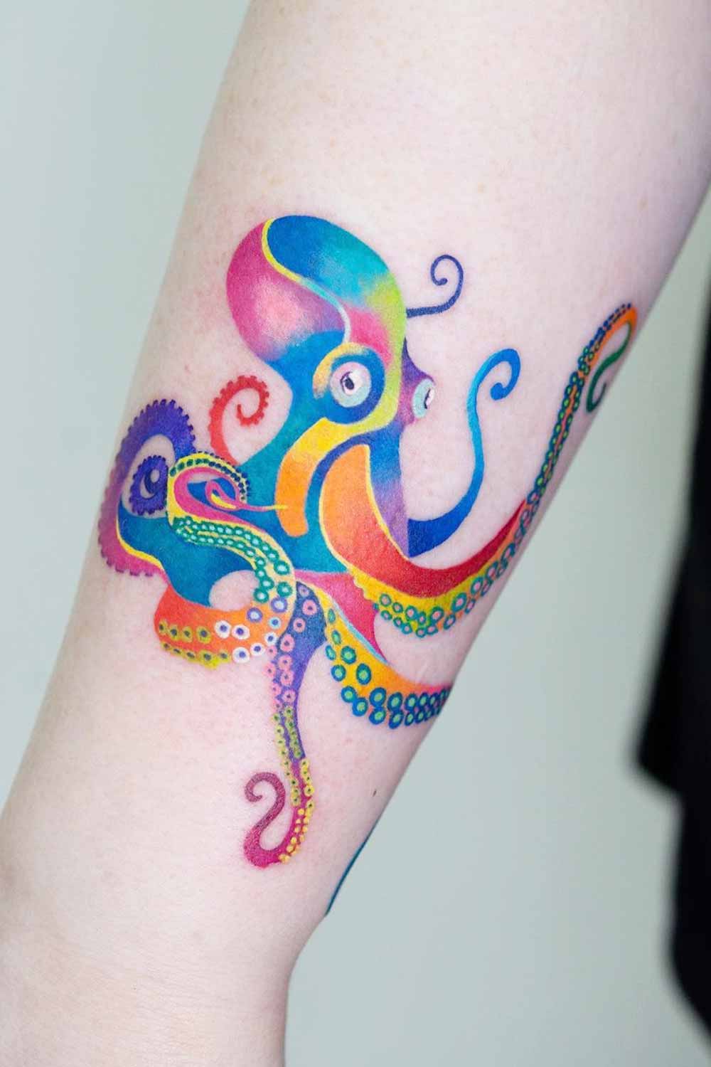 Colorful Octopus Design Tattoo