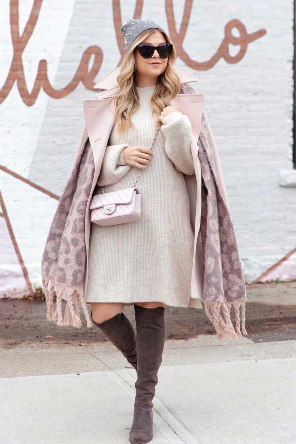 Sweater Dress with Coat Outfits