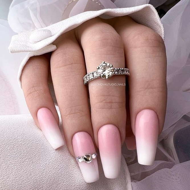 Pink and White Ombre Nails for Wedding