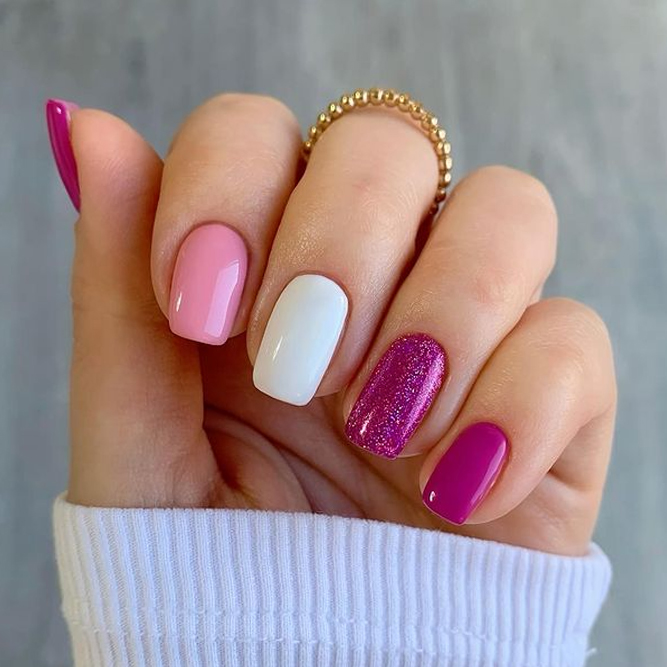 Valentines Day Pink and White Nails