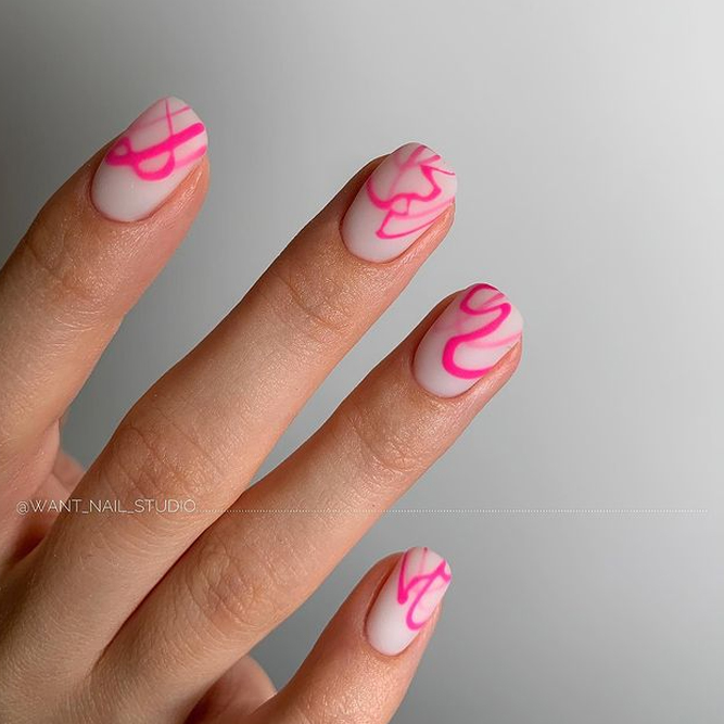 Web Pink and White Nails