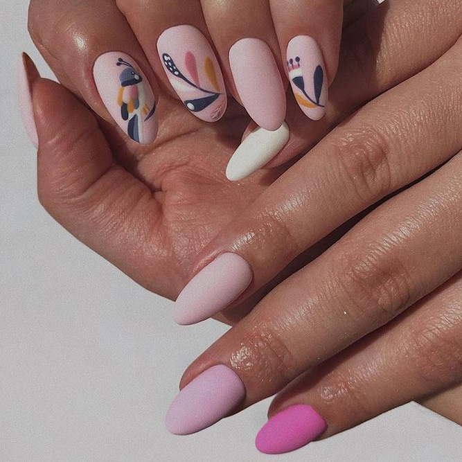 Abstract Pink and White Nails