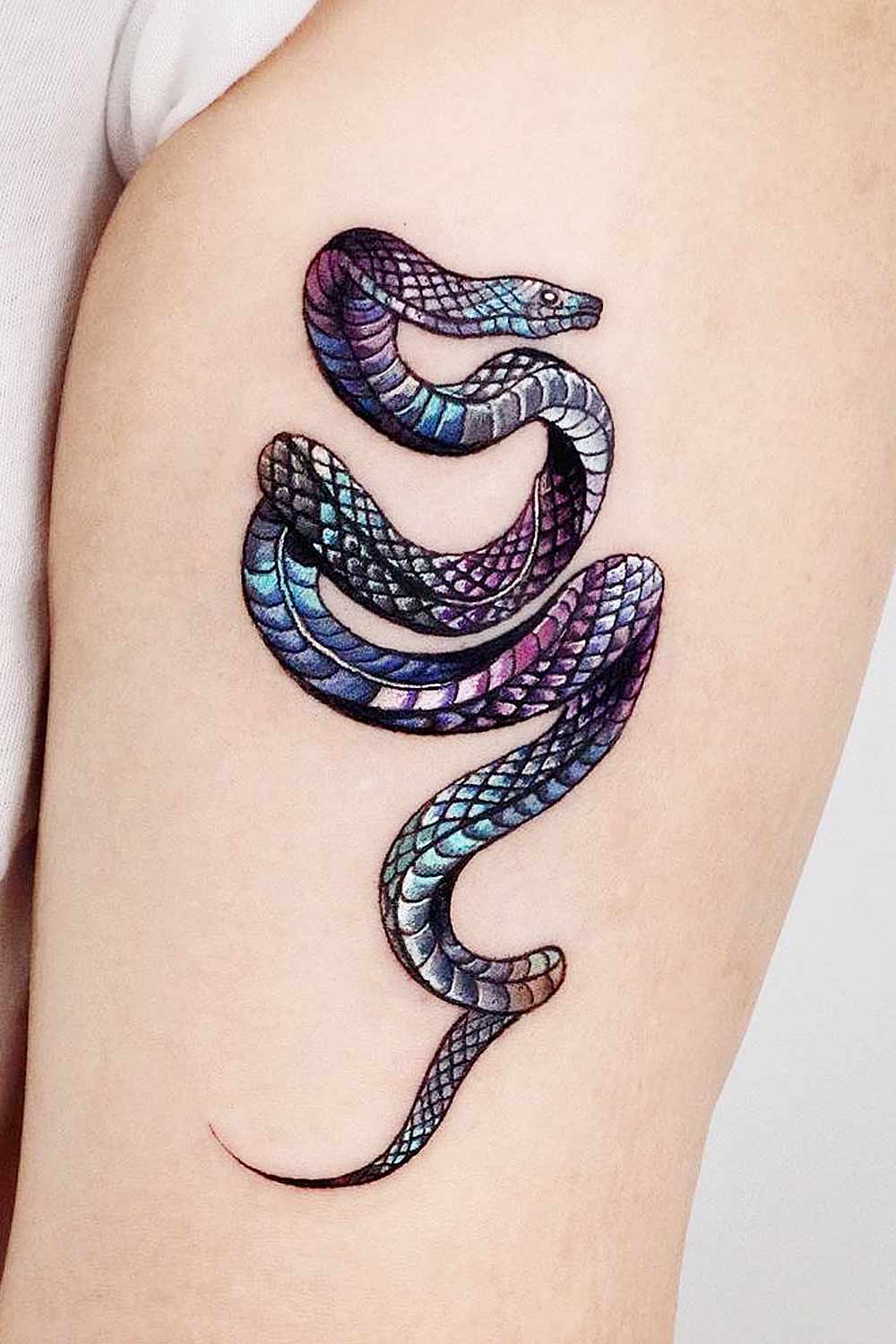 Minimalist Colorful Snake Tattoo