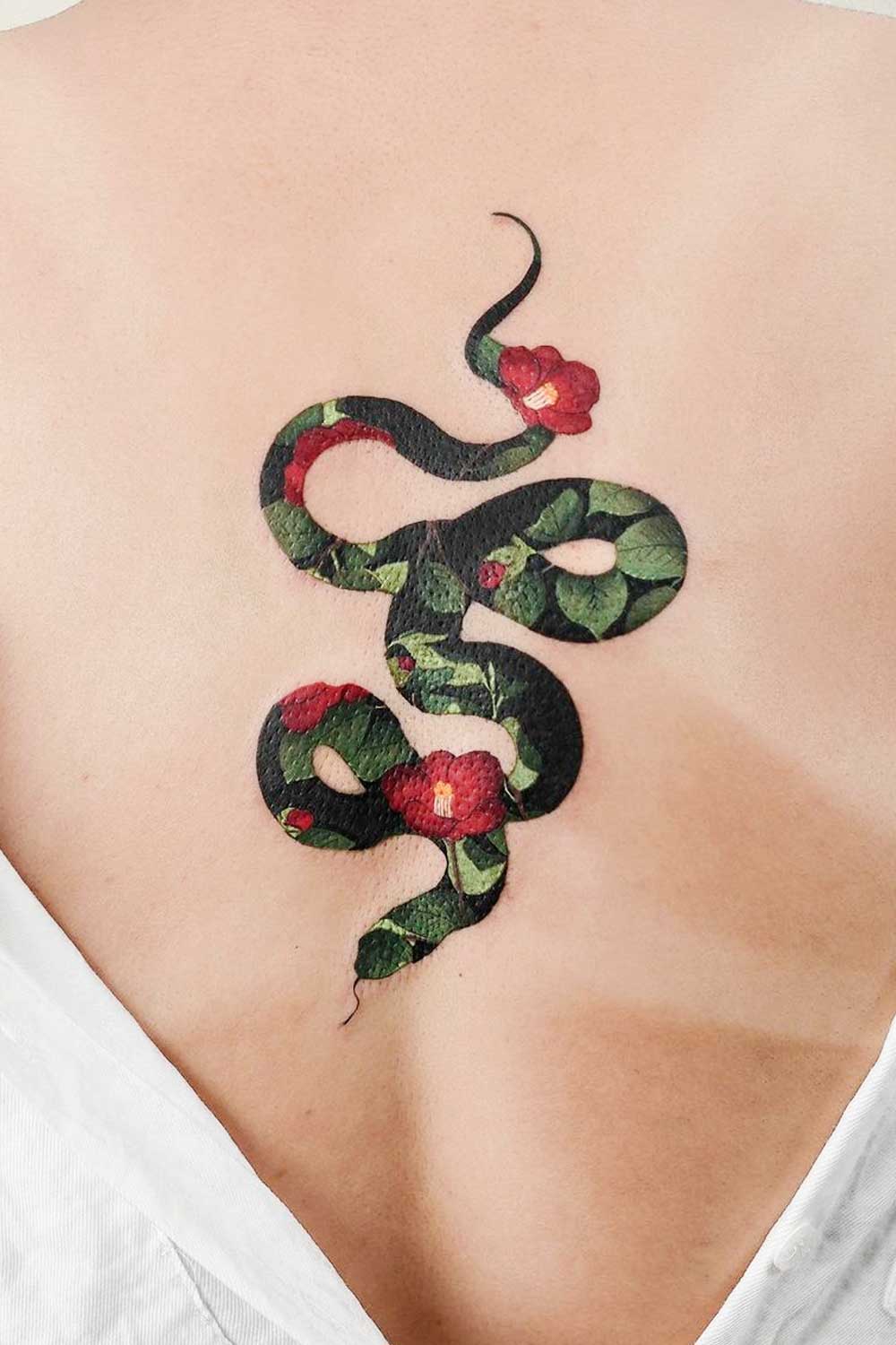 Floral Snake Tattoo