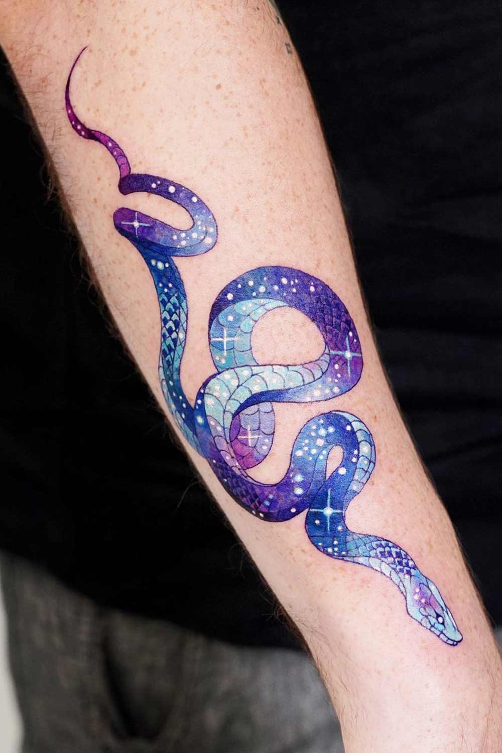 Galaxy Tattoo Design of Snake