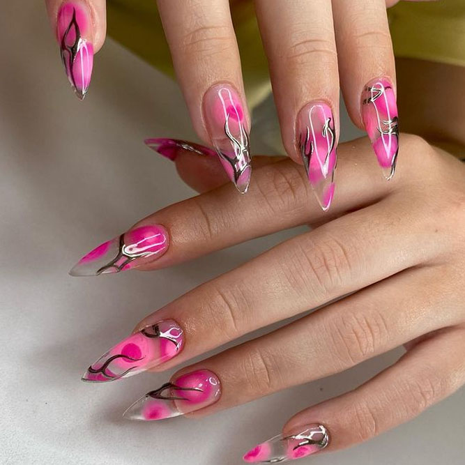 Freestyle Pink Stiletto Nails