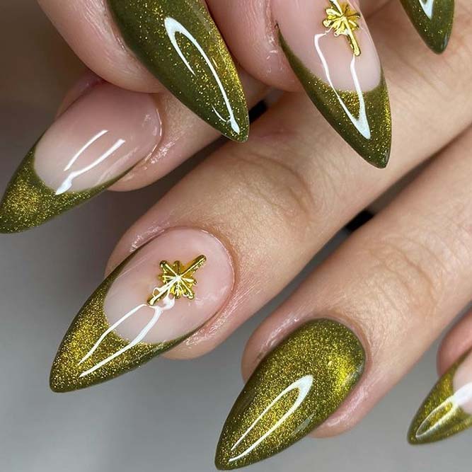 Green Velvet Stiletto Nail Designs