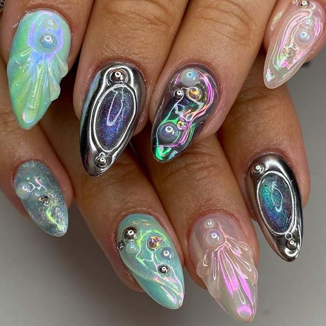 Mermaid Stiletto Nails