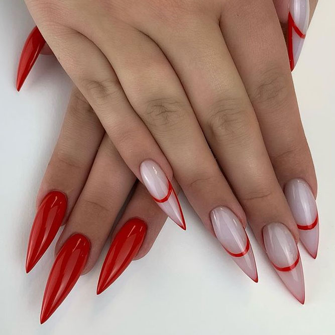 Classic Red Pointy Nails