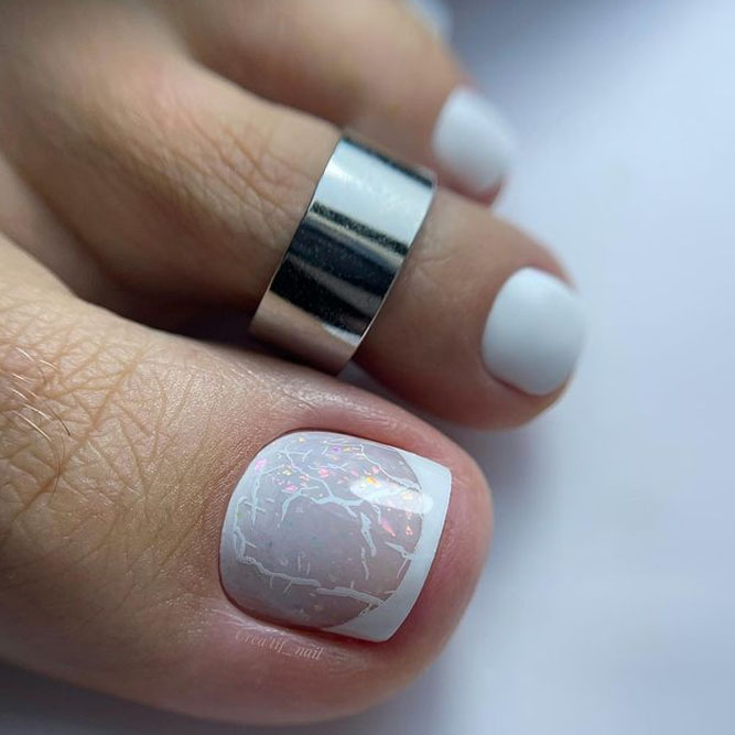 Milky French Toe Nail Designs