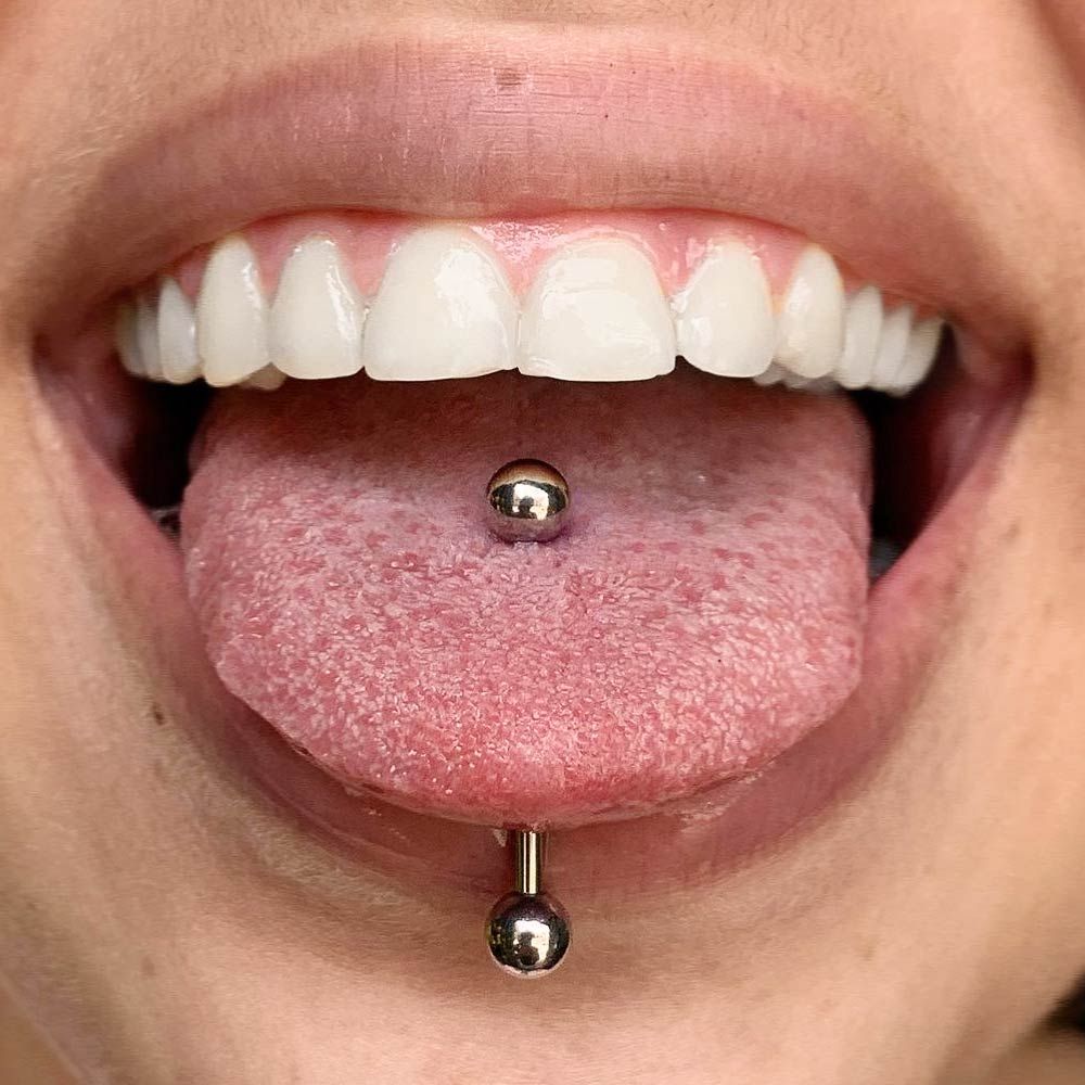 Vertical Middle Tongue Piercing