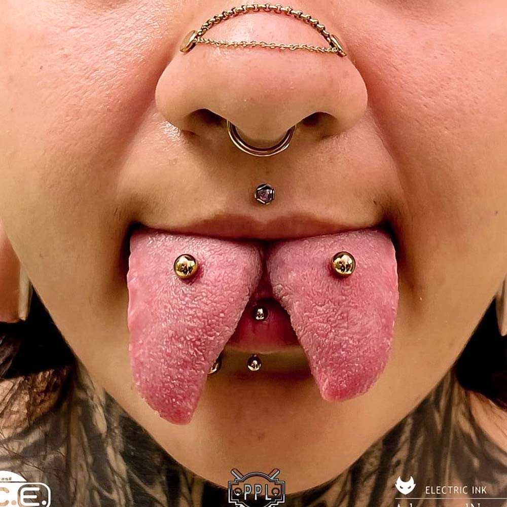 Double Piercing Tongue