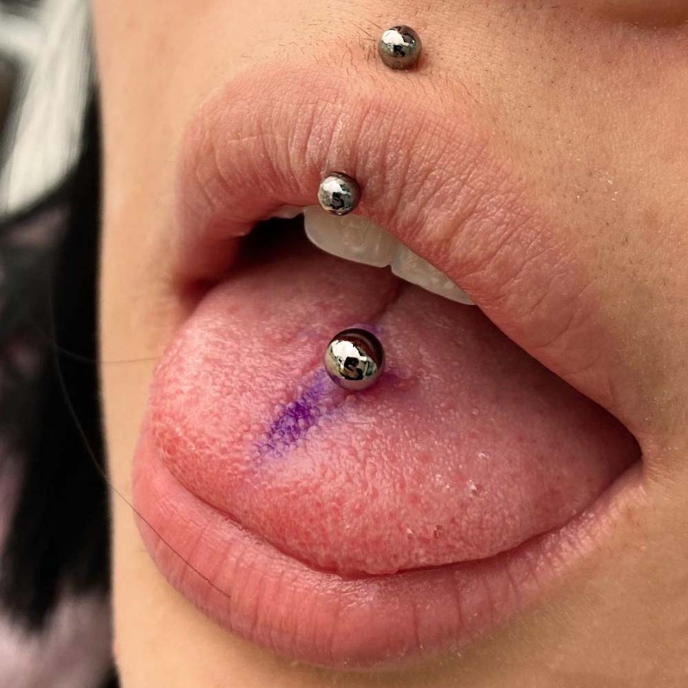 Middle Single Tongue Piercing