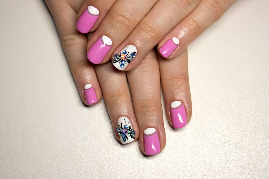 Chic White and Pink Nail Art Designs