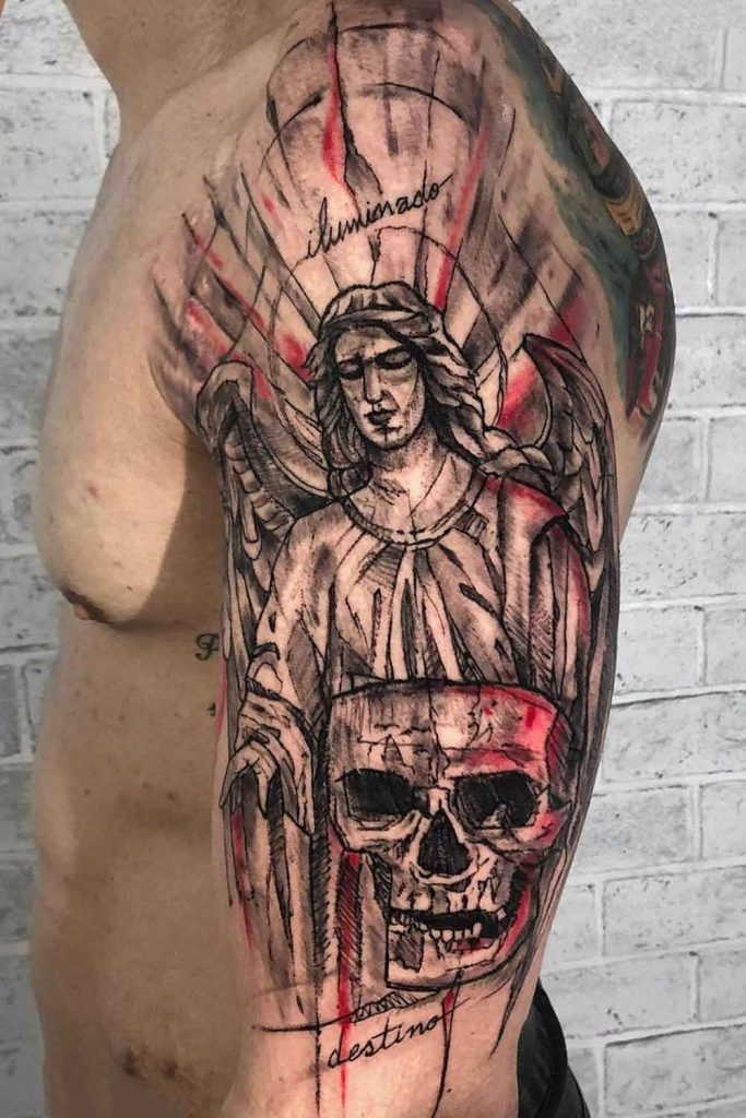 Angel with Skull Tattoo Design