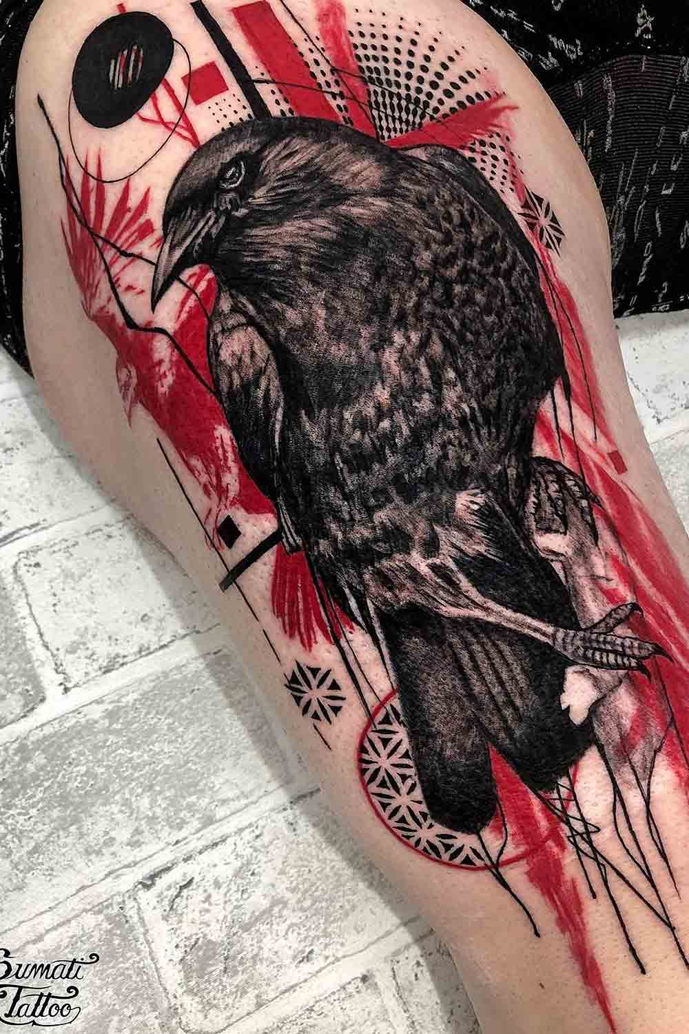 Trash Polka Style Crow Tattoos