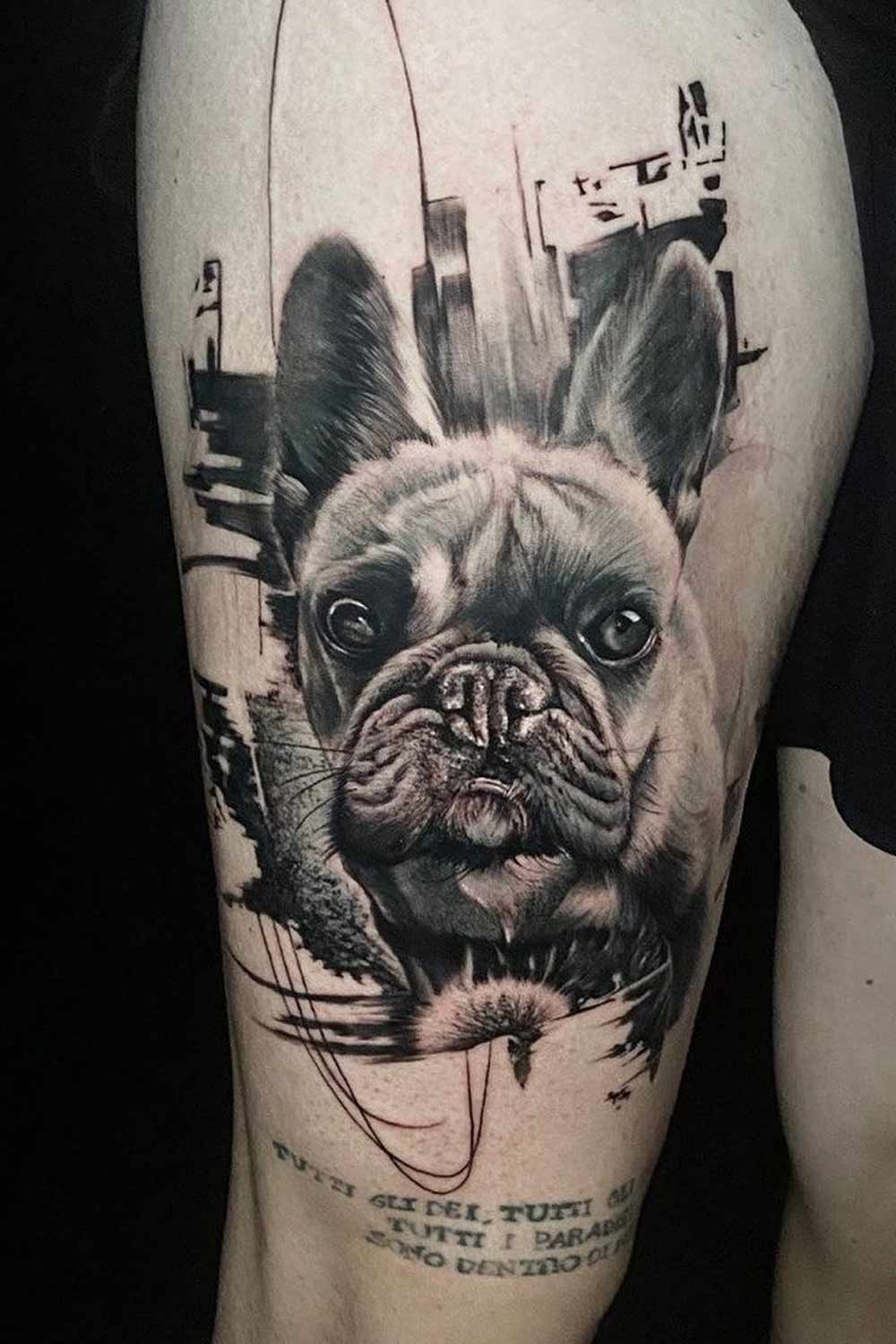 Dog Portrait Trash Polka Tattoo Design