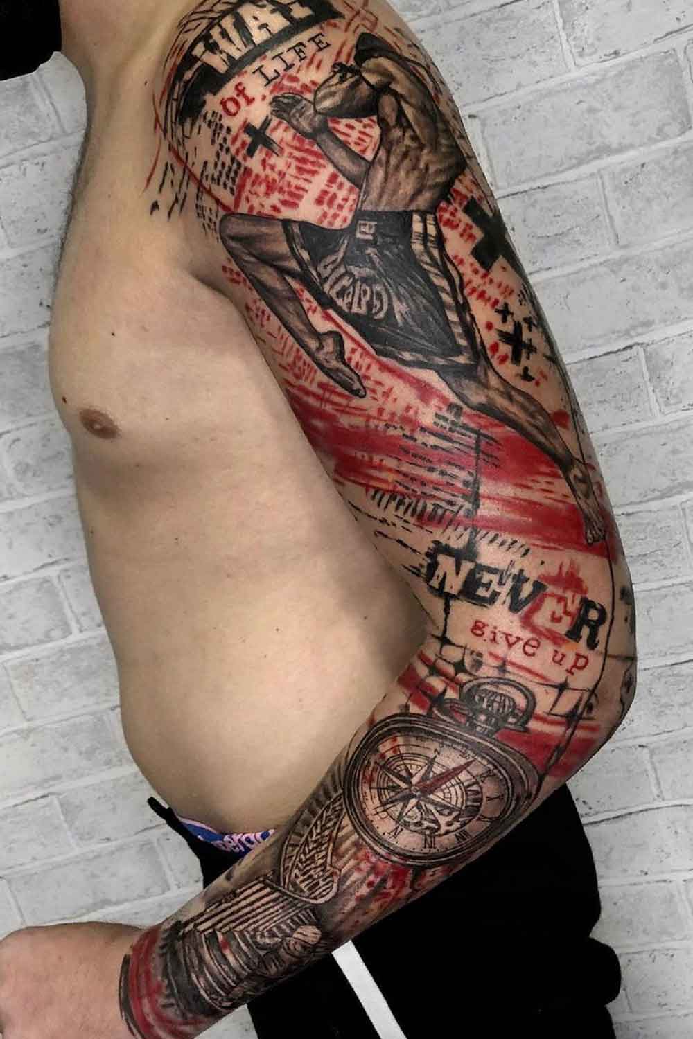 Trash Polka Sleeve Tattoo