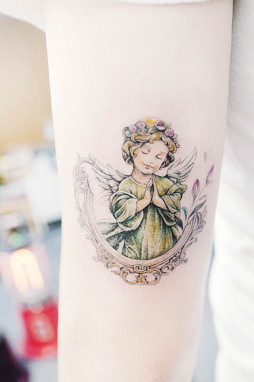Baby Angel Arm Tattoo Design