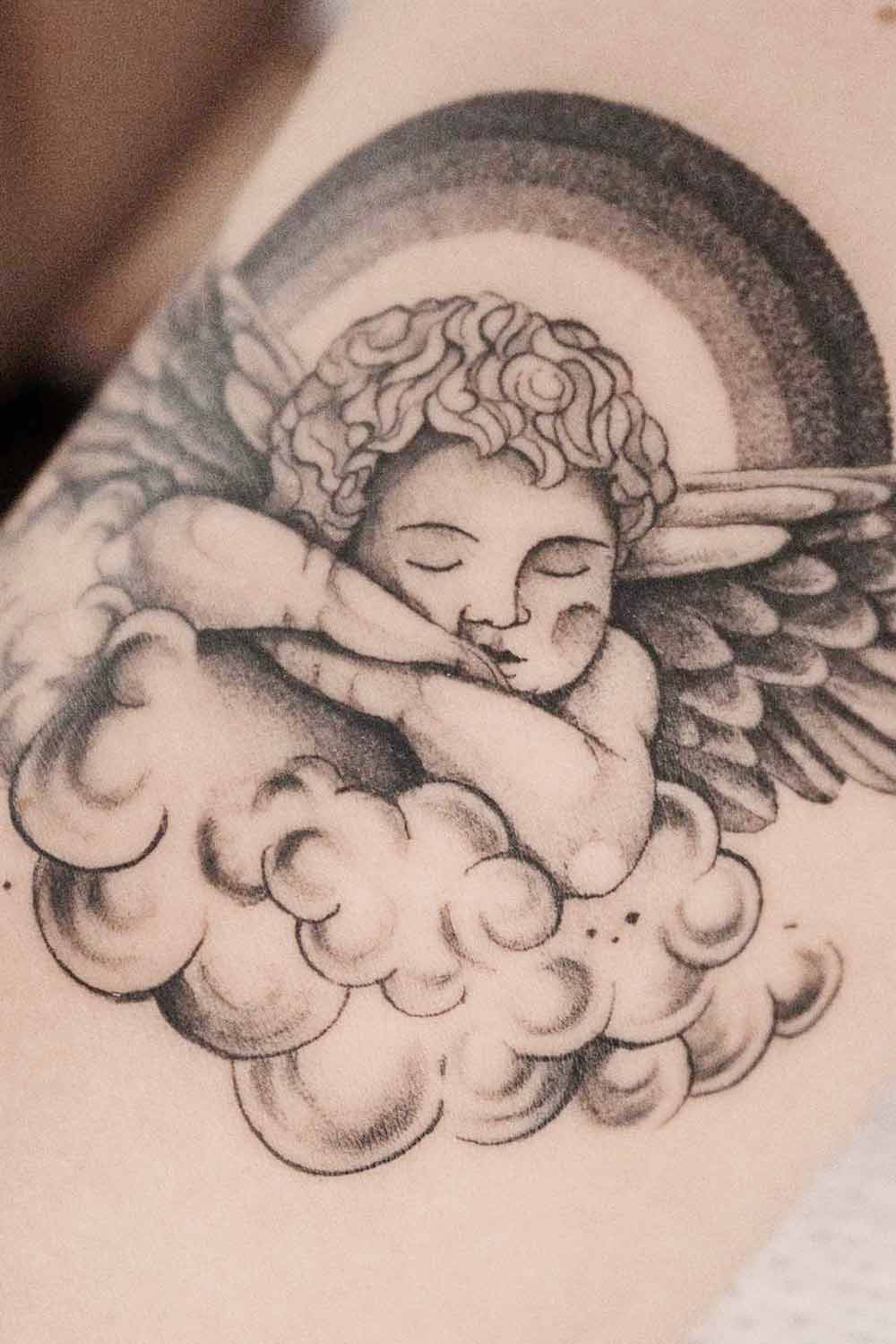 Sleeping Baby Angel Tattoo