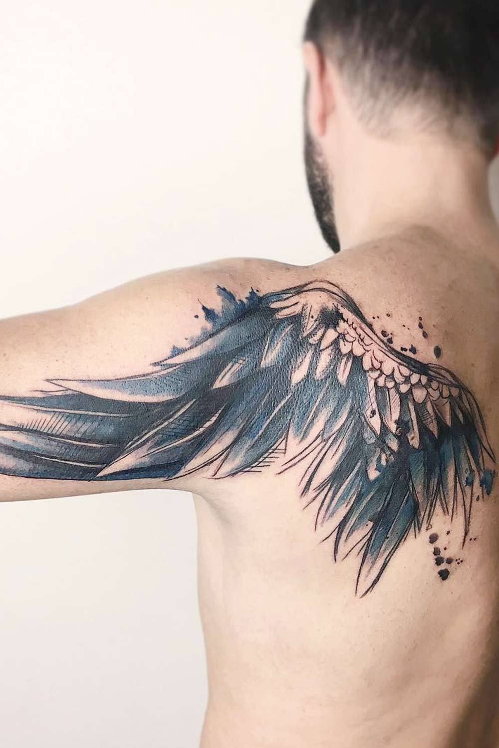Shoulder Tattoo with Angel Wing
