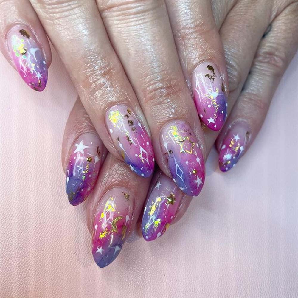Ombre with Chrome Star Nails