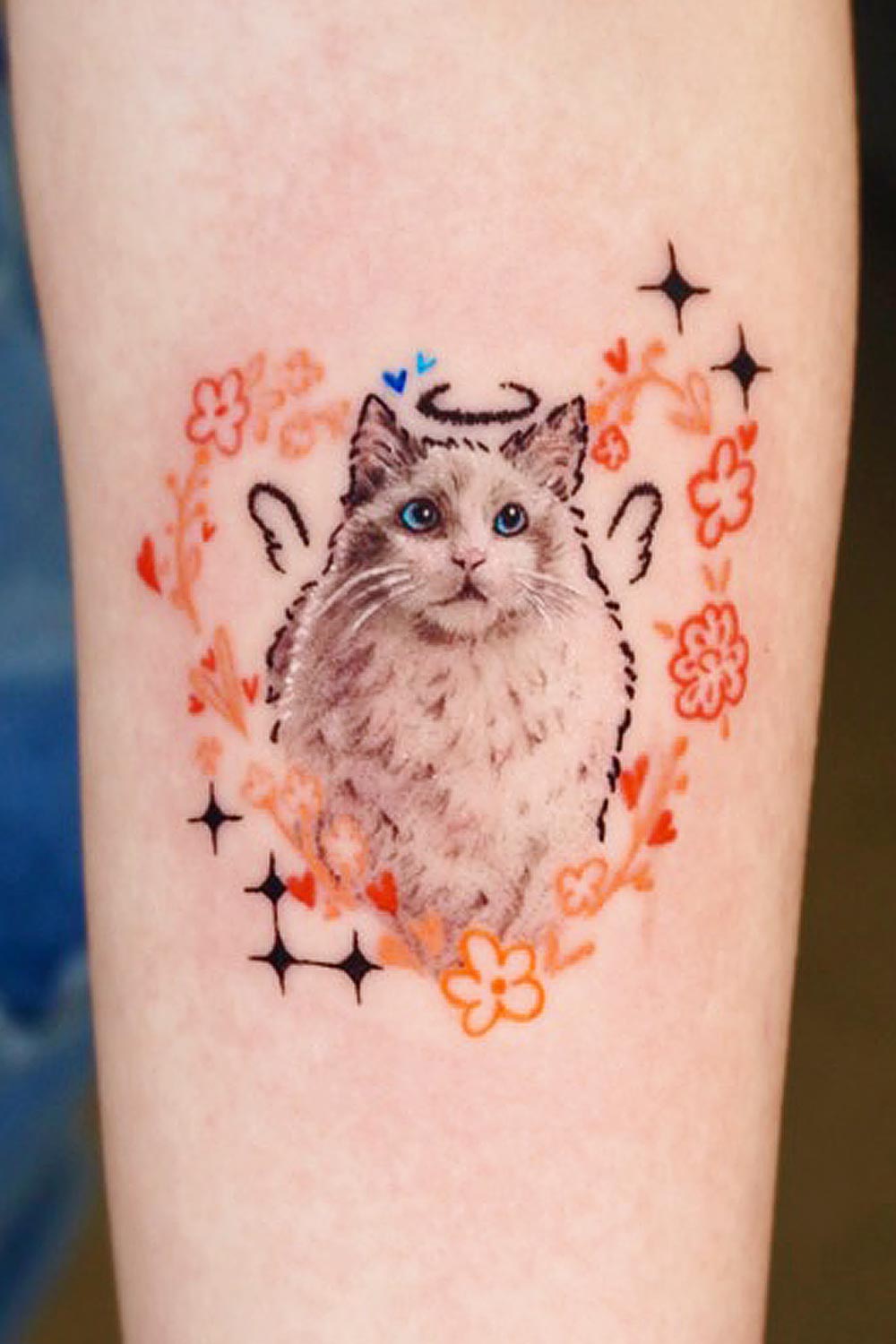 Cat Angel Portrait Tattoo