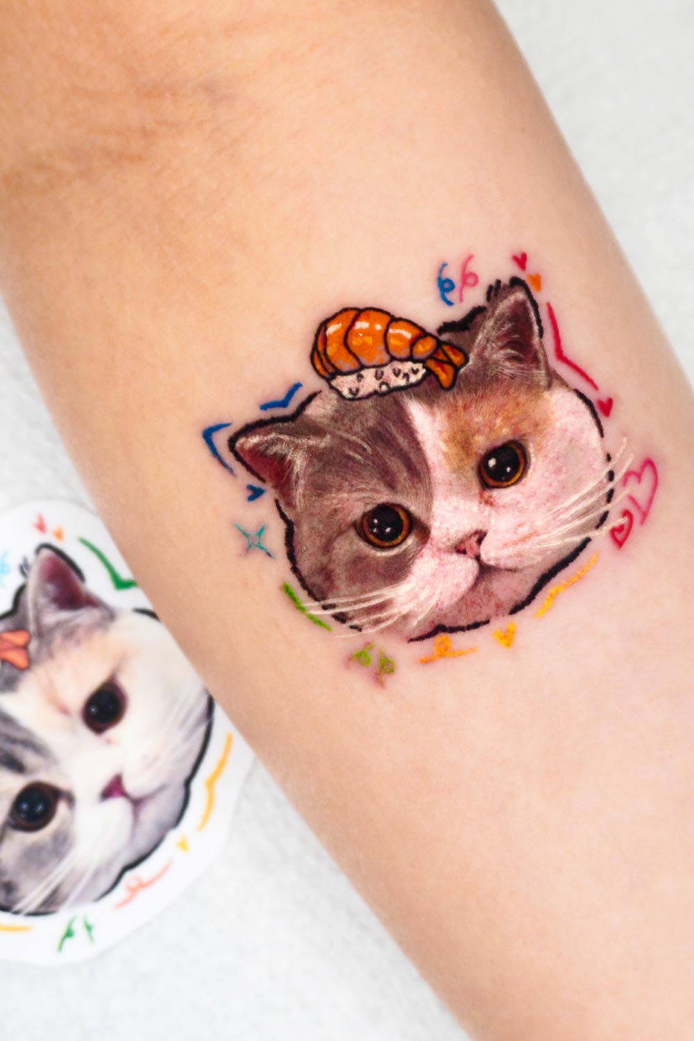 Cute Cat Portrait Tattoo