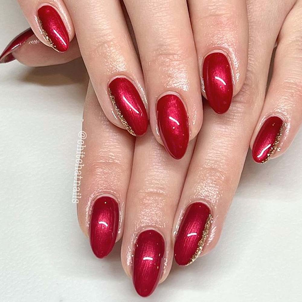 Red Colored Christmas Nails