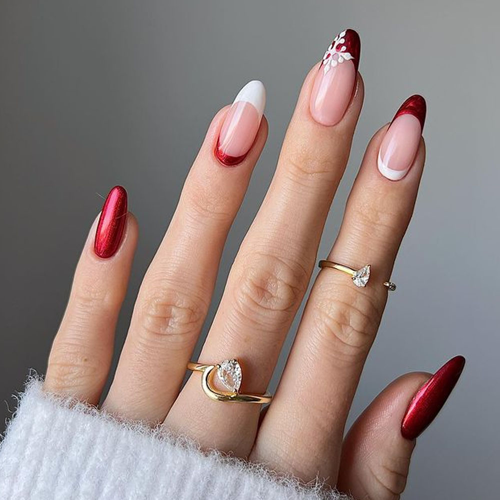 Christmas Nails Red And White