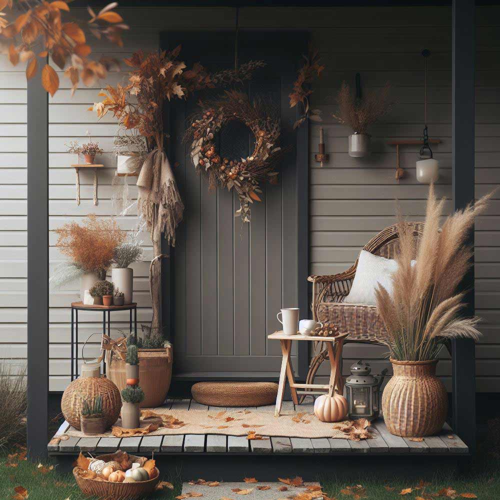 Front Porch Decoration with Thanksgiving Theme