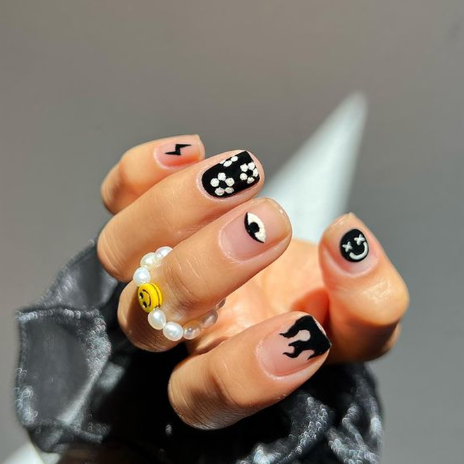 Gothic Aesthetic Flower Nail Designs