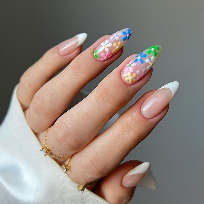 Multicolored Floral Nails