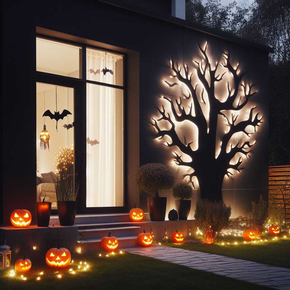 Led Wall Tree Halloween Theme Decoration for Home