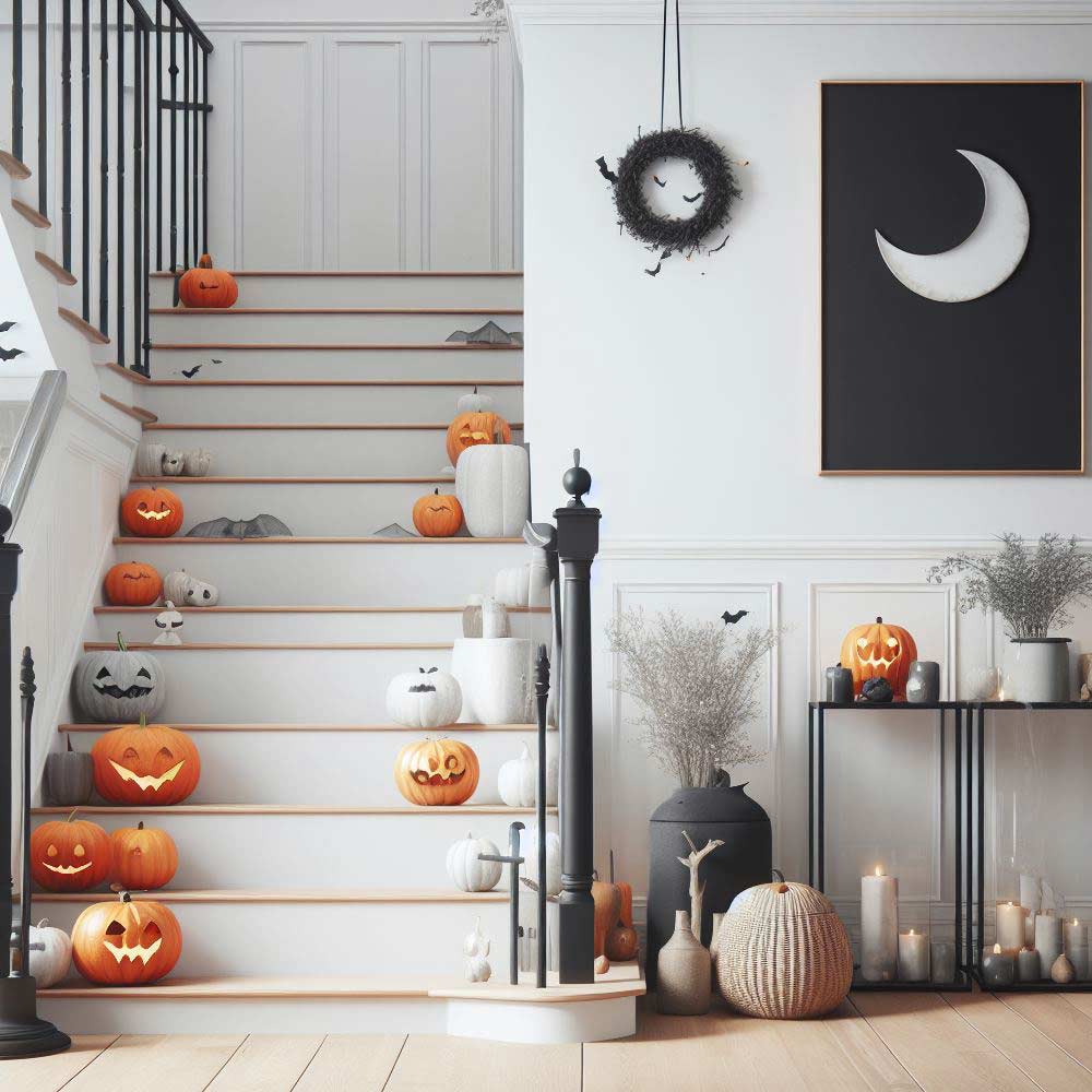 Stairs Decoration with Pumpkins