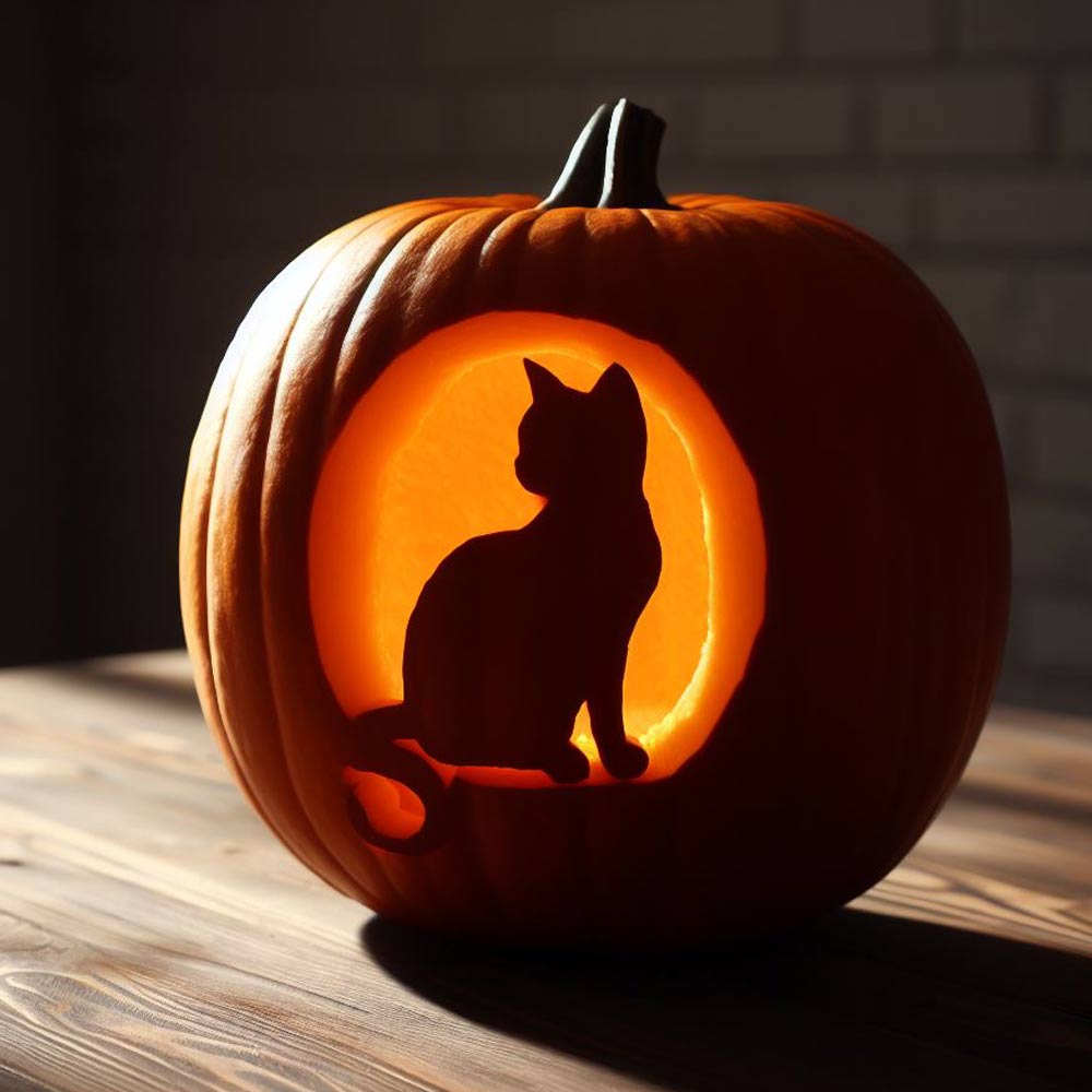 Halloween Pumpkin Design with a Cat