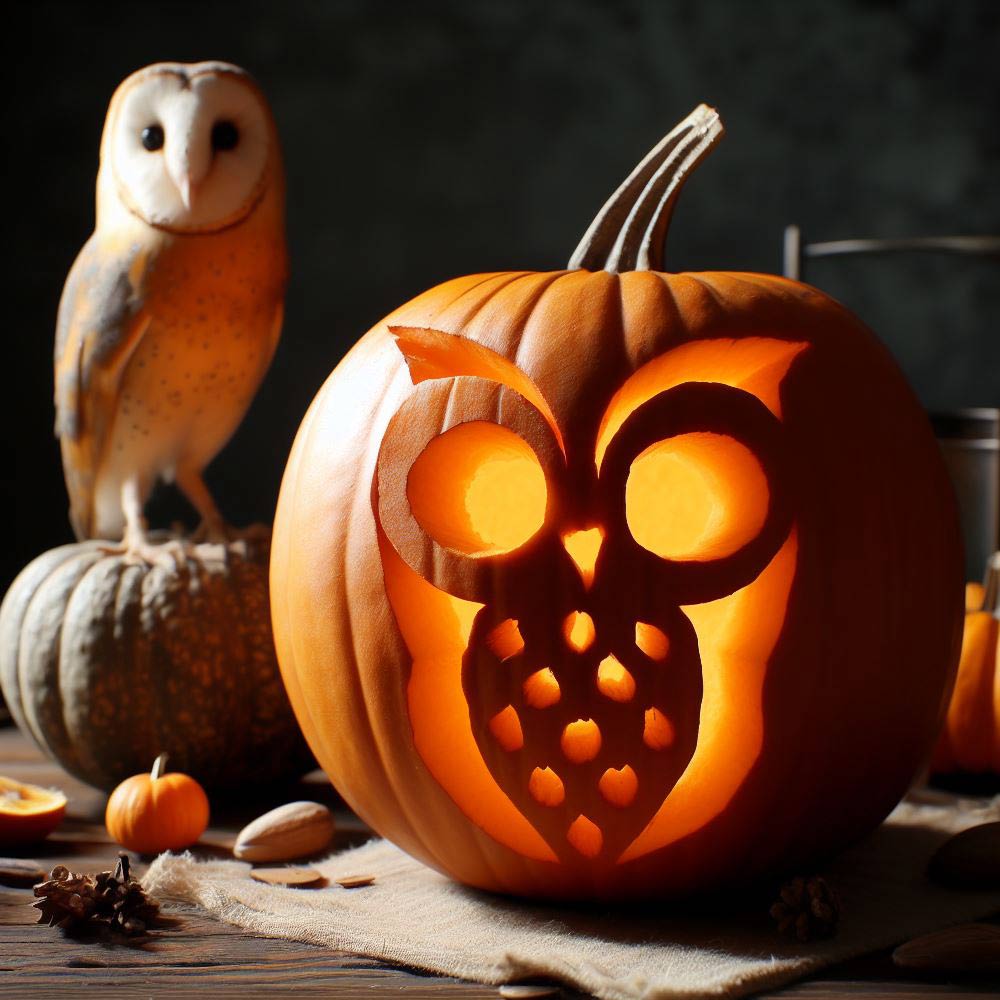 Easy Pumpkin Carving Idea with an Owl