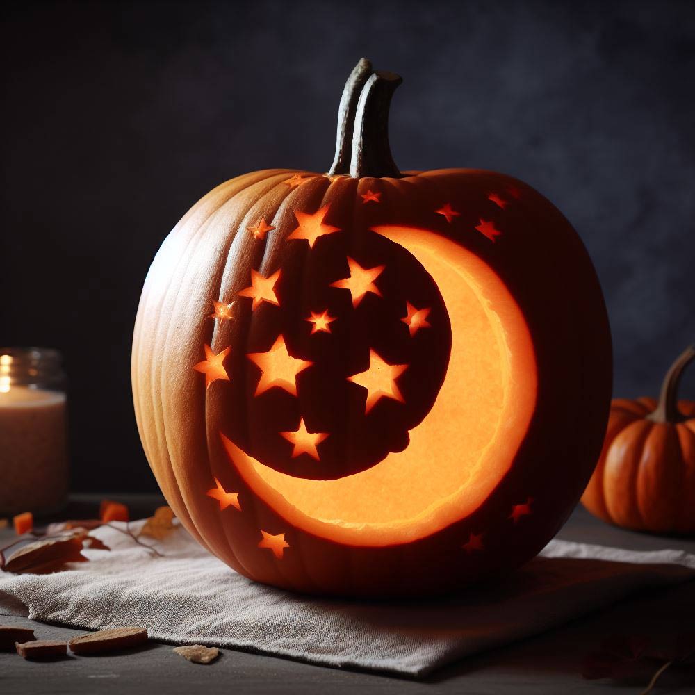 Moon and Stars Pumpkin Carving Ideas