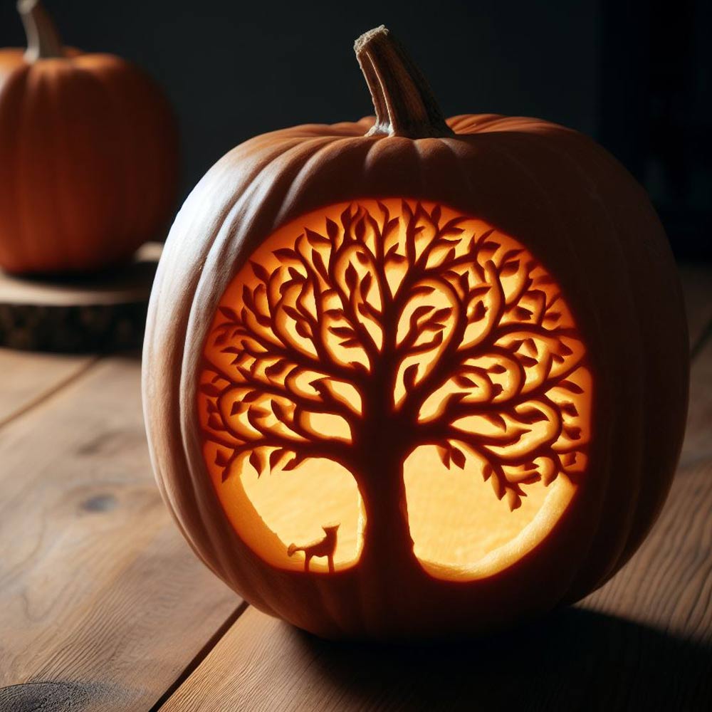 Pumpkin Carving Ideas with a Tree