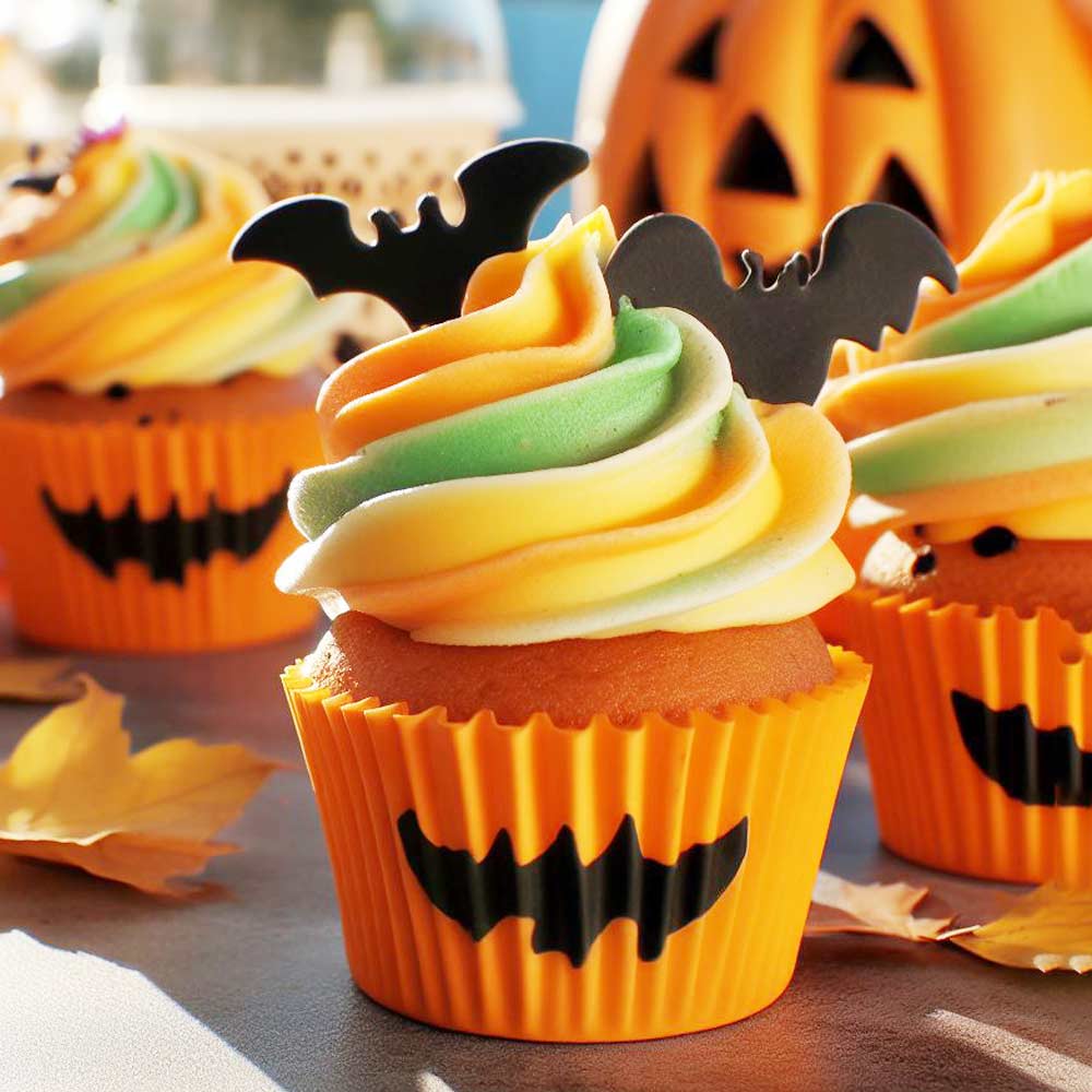 Halloween Cupcake with Bats