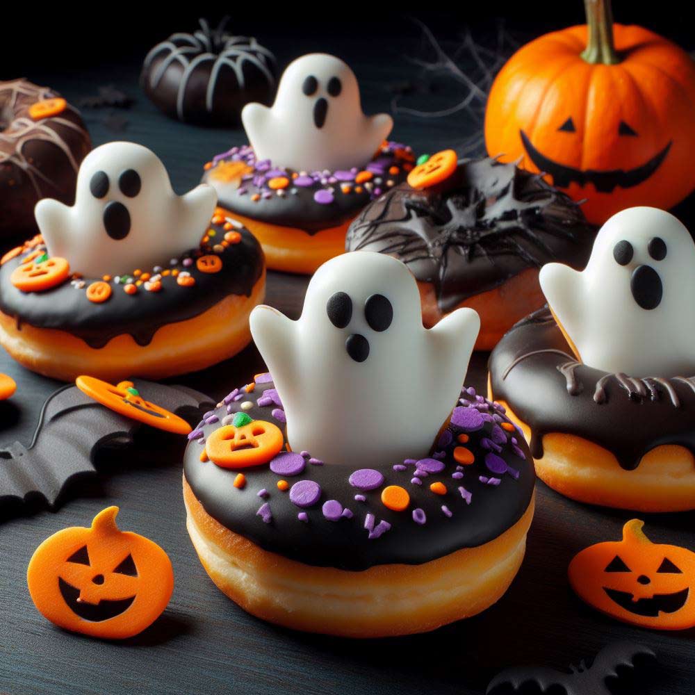 Halloween Donuts with Ghosts