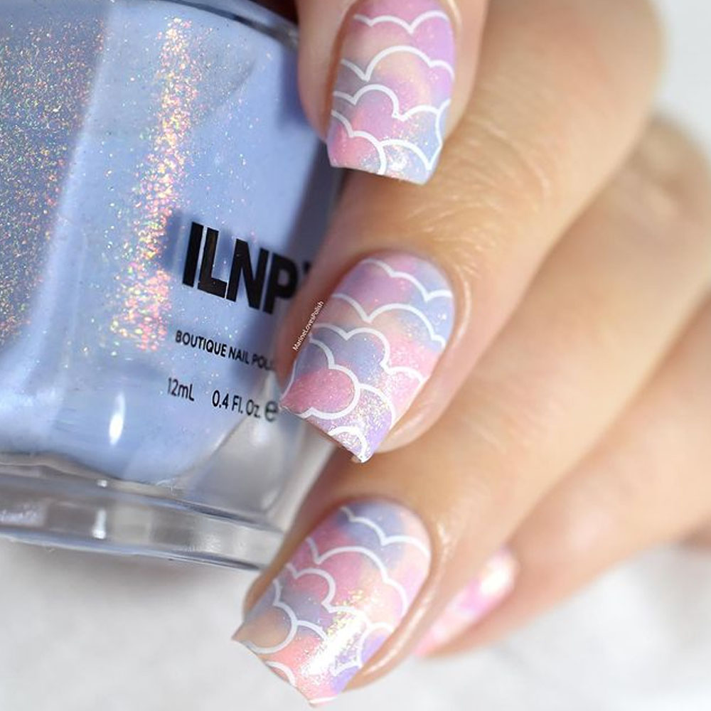 Pastel Clouds Lavender Nails Art