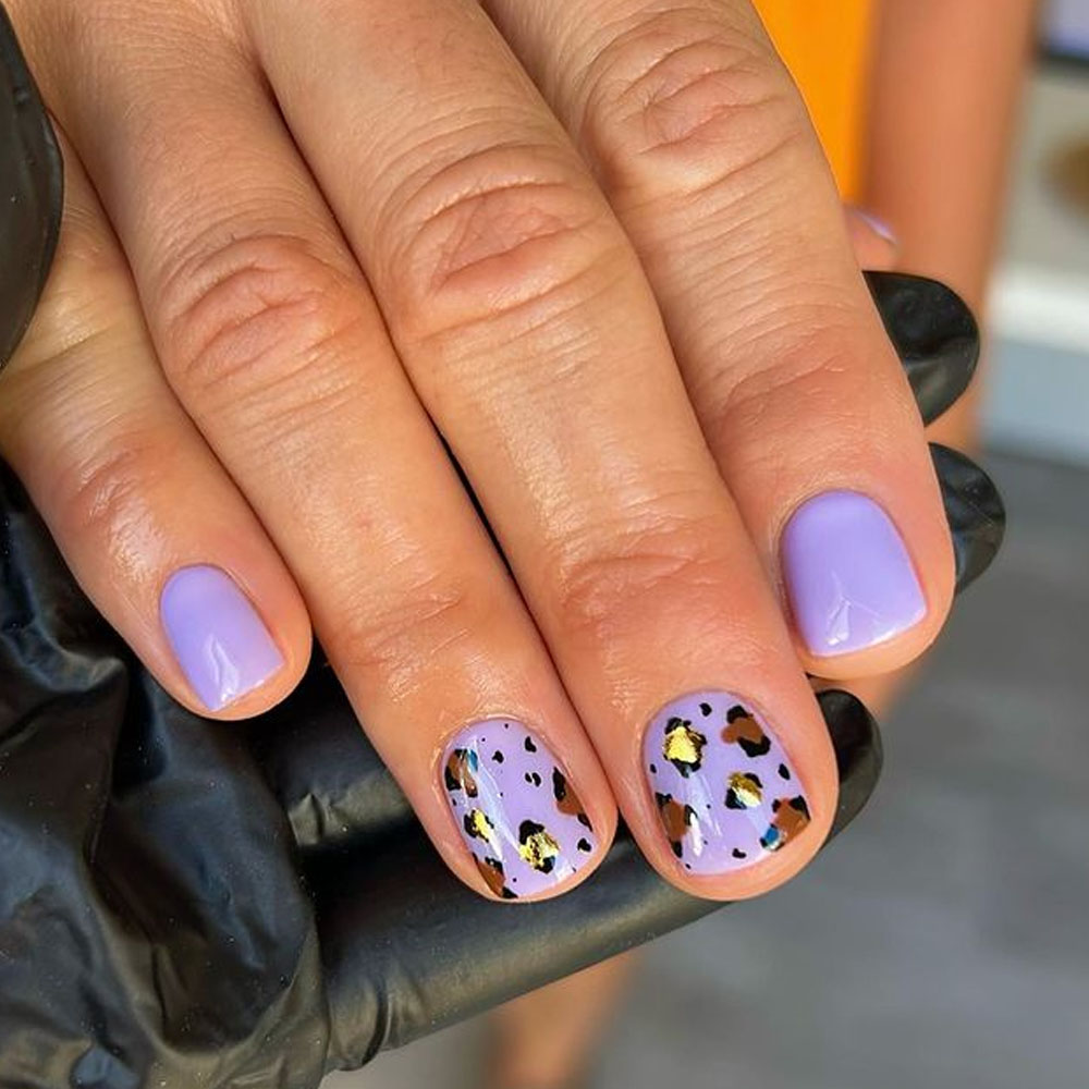 Cheetah Print Lavender Nails