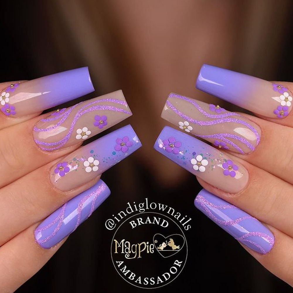 Spring Coffin Lavender Nails